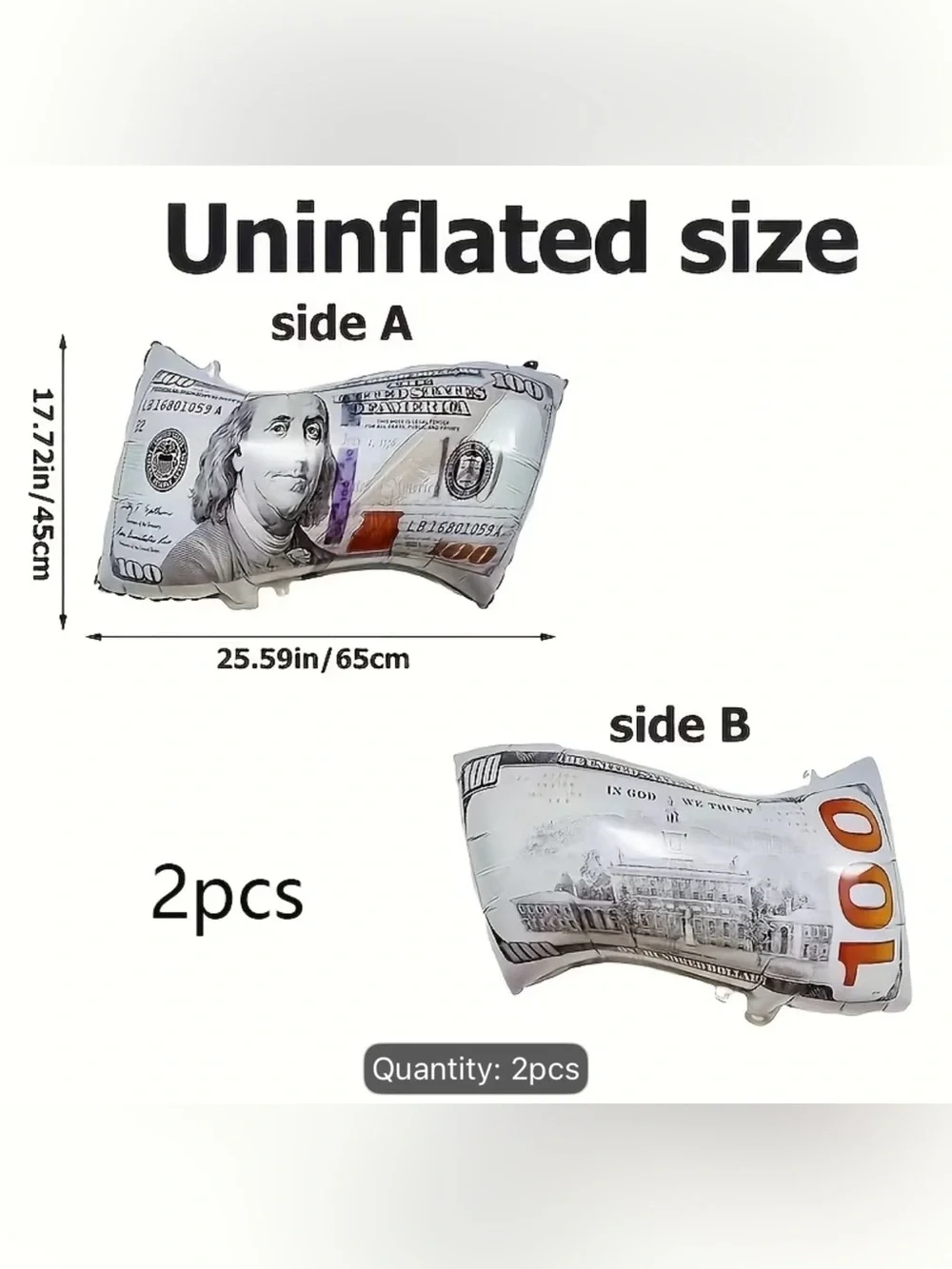 2- Pack Of 100 DOLLAR BALLOONS
